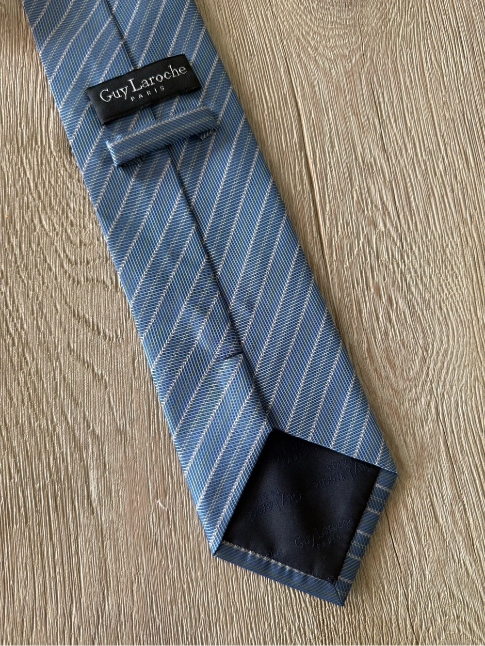 Guy Laroche Light Blue Diagonal Stripe Silk Tie